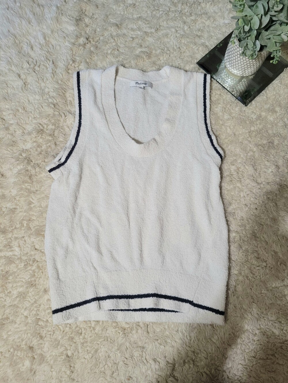 Madewell Boucle/Terry Knit Sweater Vest White XXS